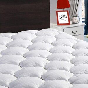 Plush Quilted White Mattress Topper Pad - Cloud-Like Comfort